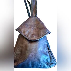 Canyon Outback Brown Leather Sling Backpack Crossbody Bag Vintage USA